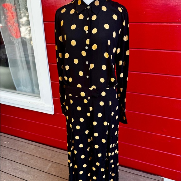 Anthropologie  Loveland Polka Dot Wide Leg Jumpsuit Romper size 10 - Picture 7 of 14